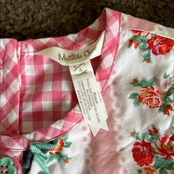 Pink and Green Floral Cap Sleeve Dress - Picture 2 of 3